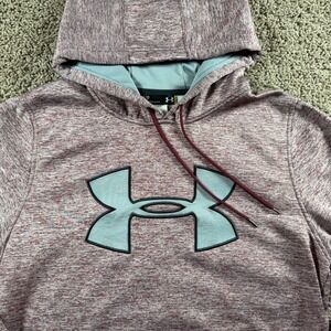 Under Armour Women Small Loose Fit Hoodie Heathered Red Logo pullover Activewear